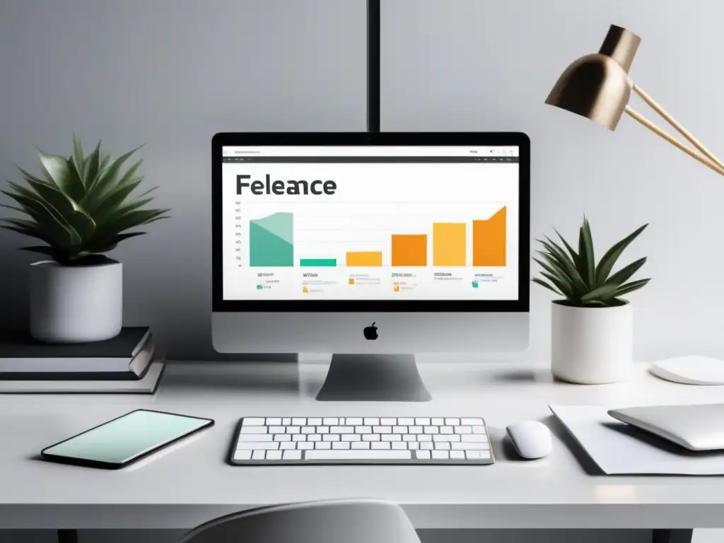 Espacio de trabajo minimalista Espacio de trabajo minimalista con estrategias financieras para freelancers