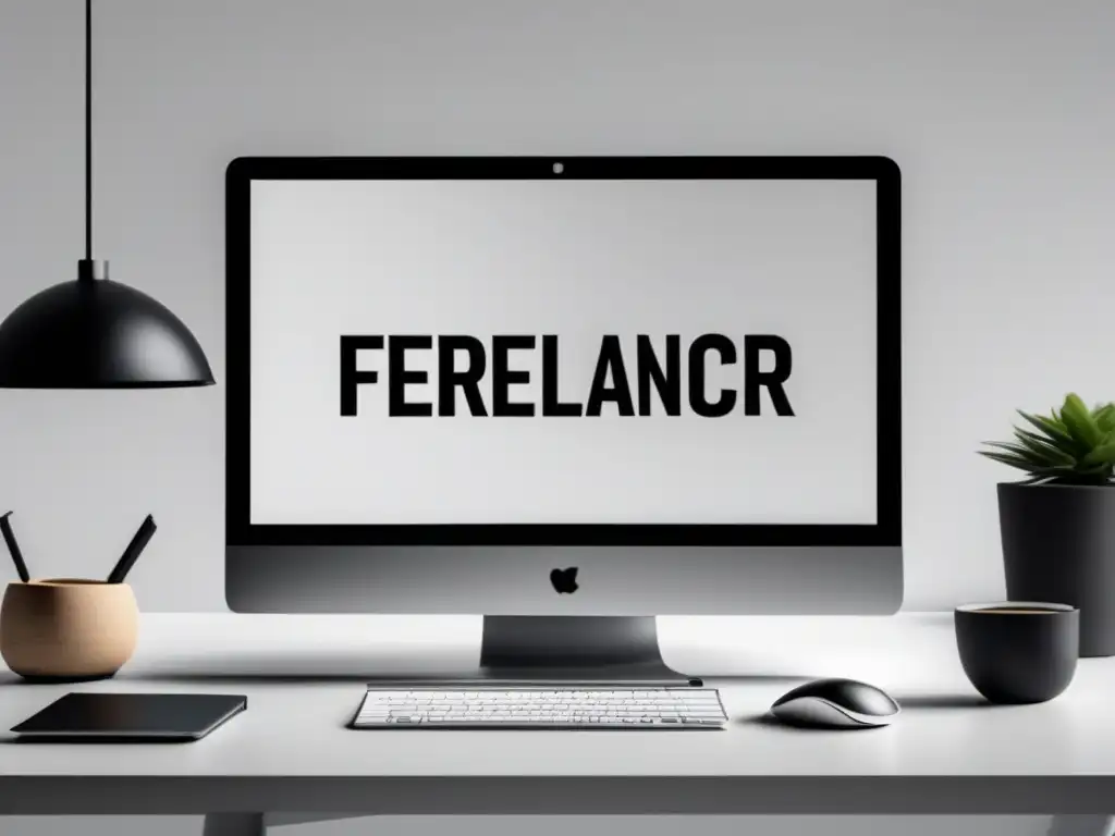 Espacio de trabajo minimalista del freelancer Herramientas de inversión para freelancers en un espacio de trabajo minimalista