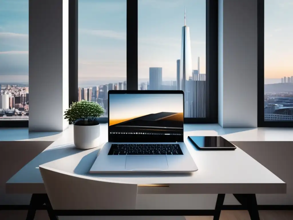 Espacio de trabajo minimalista para freelancers Espacio de trabajo minimalista para freelancer con planificación financiera