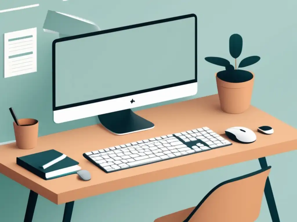Un espacio de trabajo minimalista y organizado - Espacio de trabajo minimalista con herramientas contables para freelancers