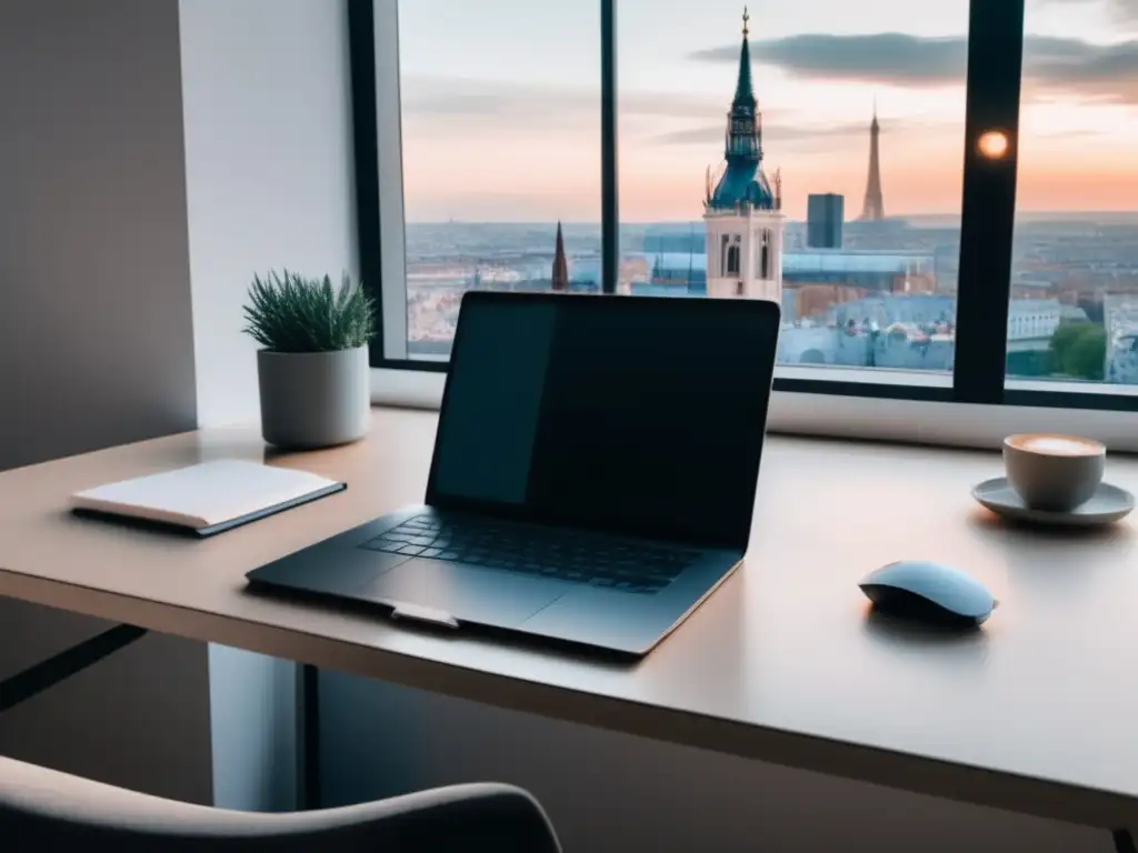 Espacio minimalista para freelancer en Europa Espacio de trabajo minimalista para freelancers en Europa con estrategias financieras
