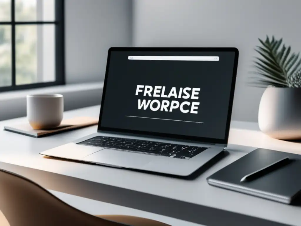 Espacio de trabajo minimalista para freelancers Ubicación de trabajo minimalista y productiva para freelancers con luz natural