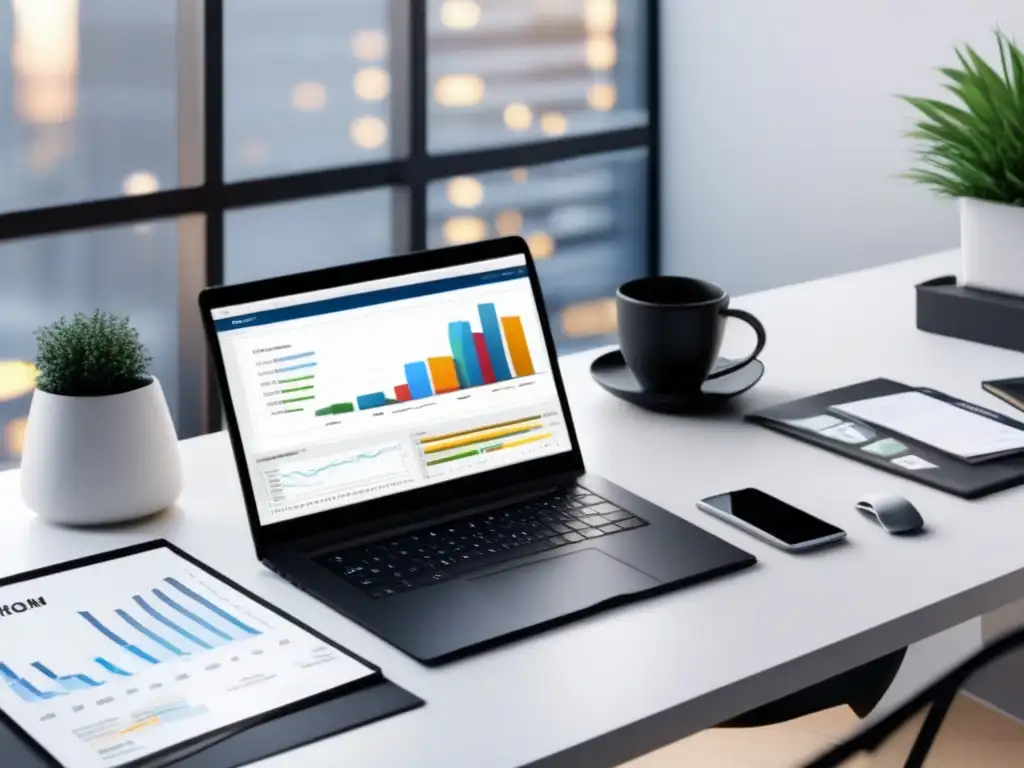 Espacio de trabajo minimalista con planificación financiera Espacio de trabajo minimalista en 8k: Planificación de pensiones para freelancers en EEUU