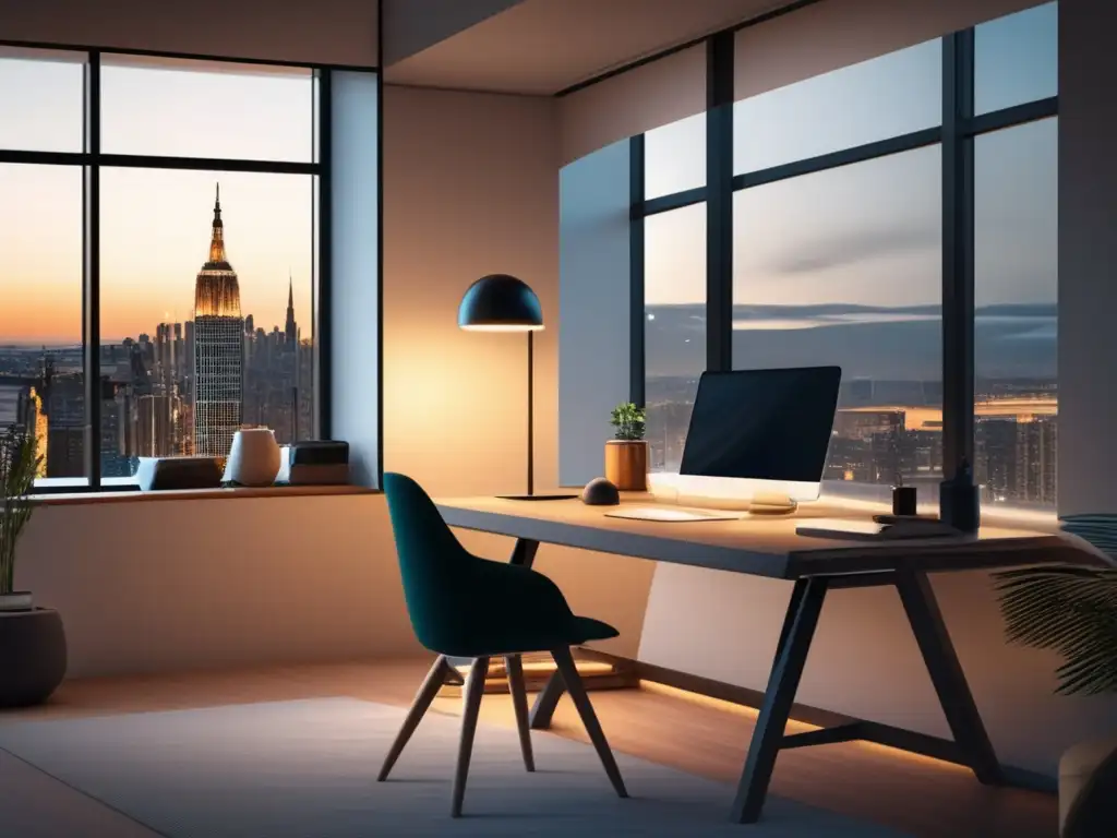 Espacio de trabajo minimalista: eficiencia y productividad Espacio de trabajo minimalista con gestión financiera para freelancers durante la paternidad
