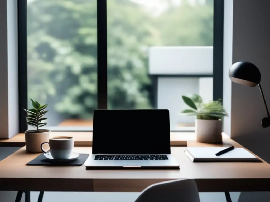 Escritorio minimalista de freelancer Espacio de trabajo minimalista para freelancers con ingresos pasivos