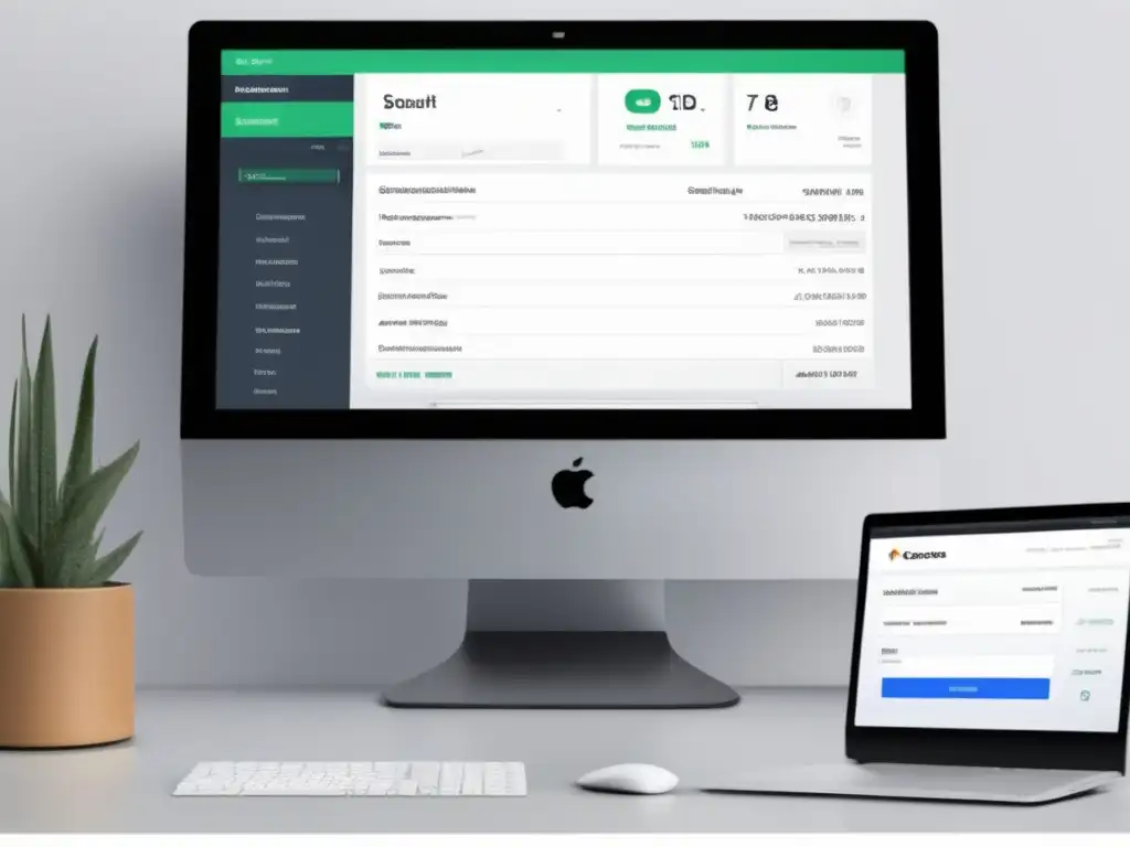 Espacio de trabajo moderno y limpio con software de facturación y finanzas Espacio de trabajo moderno y limpio con software de facturación y cobro para freelancers