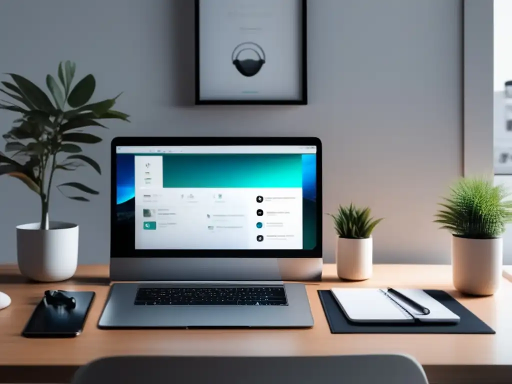 Espacio de trabajo minimalista Espacio de trabajo minimalista para freelancers con tecnología y deducciones fiscales