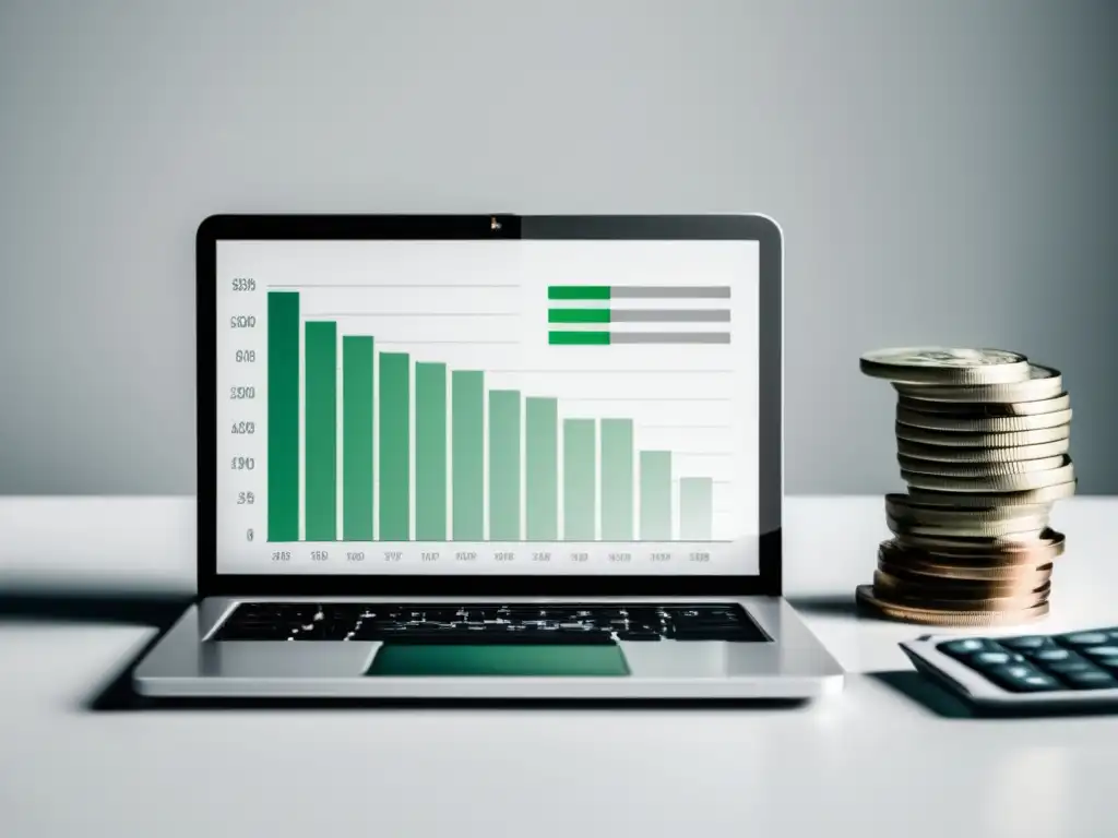 Laptop y dinero: éxito financiero Estrategias financieras para freelancers exitosos en una imagen minimalista de éxito y simplicidad