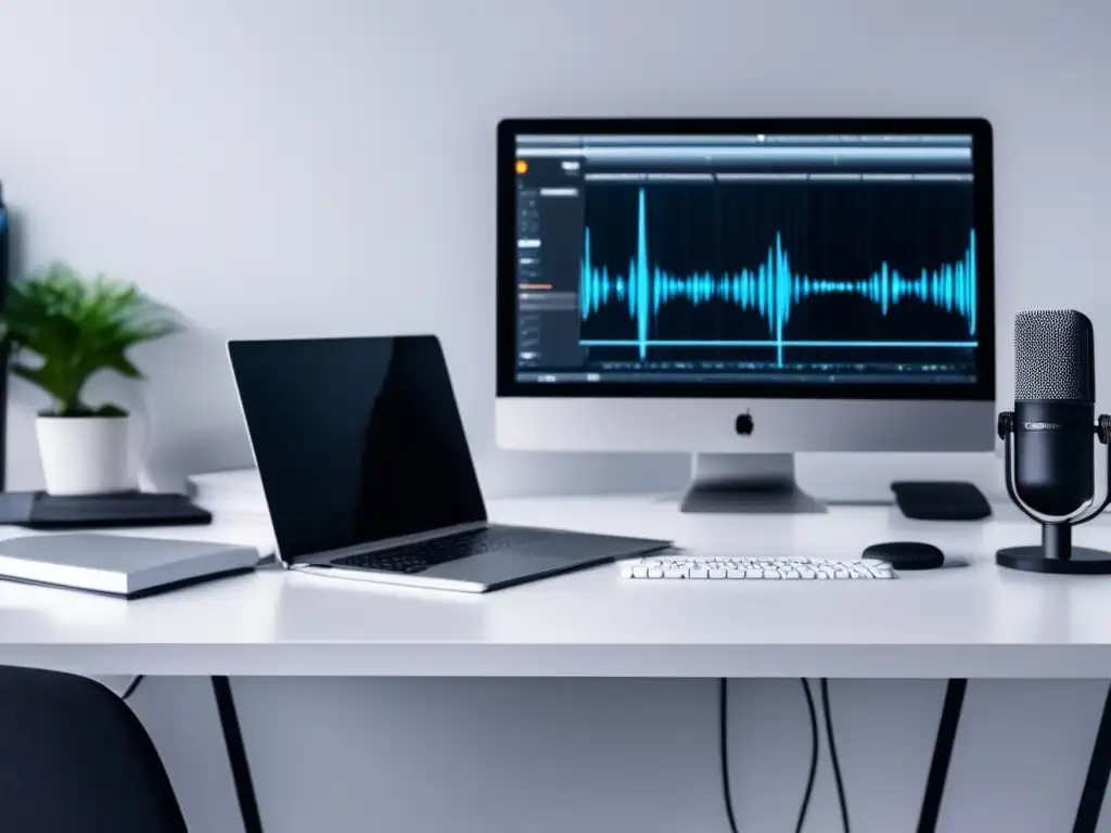 Estudio de podcast minimalista Estudio de podcasting con ingresos pasivos para freelancers