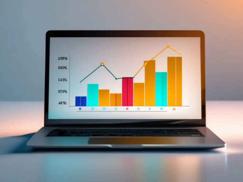Laptop: éxito con marketing de afiliados Laptop con pantalla vibrante muestra gráfico y signo de dólar, simbolizando ingresos y éxito en marketing de afiliados para freelancers