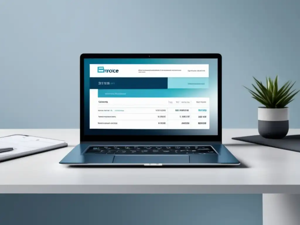 Software de facturación para freelance Software de facturación para freelancers en una imagen minimalista de una laptop en un escritorio blanco