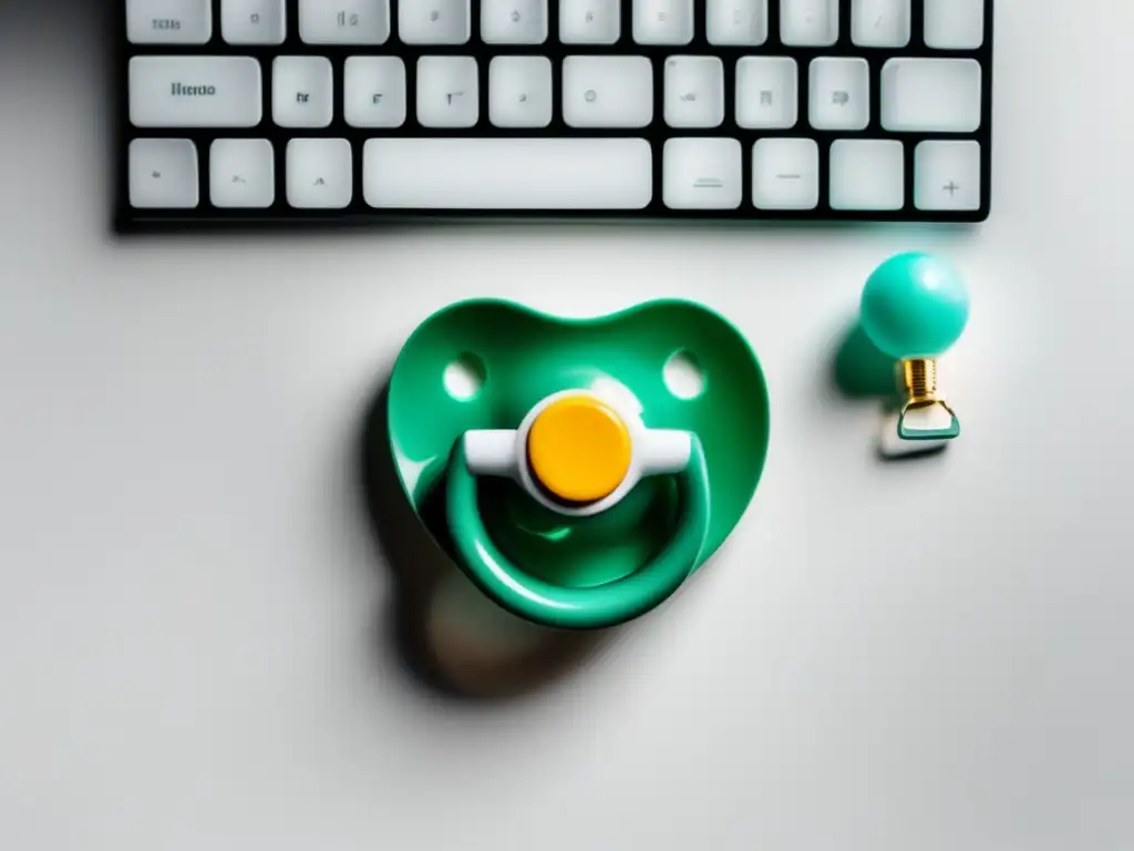 Planificación financiera en la transición a la paternidad Laptop con chupete: transición freelancer a paternidad, planificación financiera clave (110 caracteres)