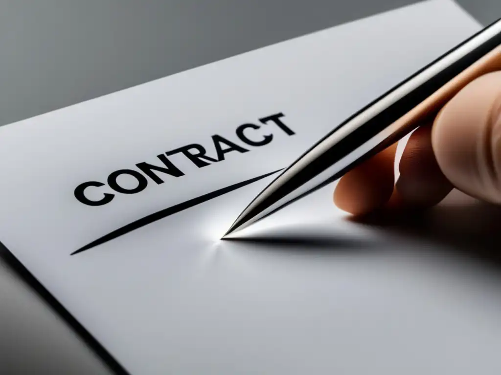 Contrato profesional con firma y pluma Contrato financiero para freelancers: firma profesional y atención al detalle