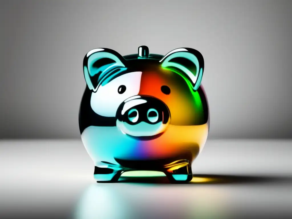 Fondo de Emergencia para freelancers Piggy bank transparente con dinero colorido, estrategias para crear un Fondo de Emergencia para freelancers