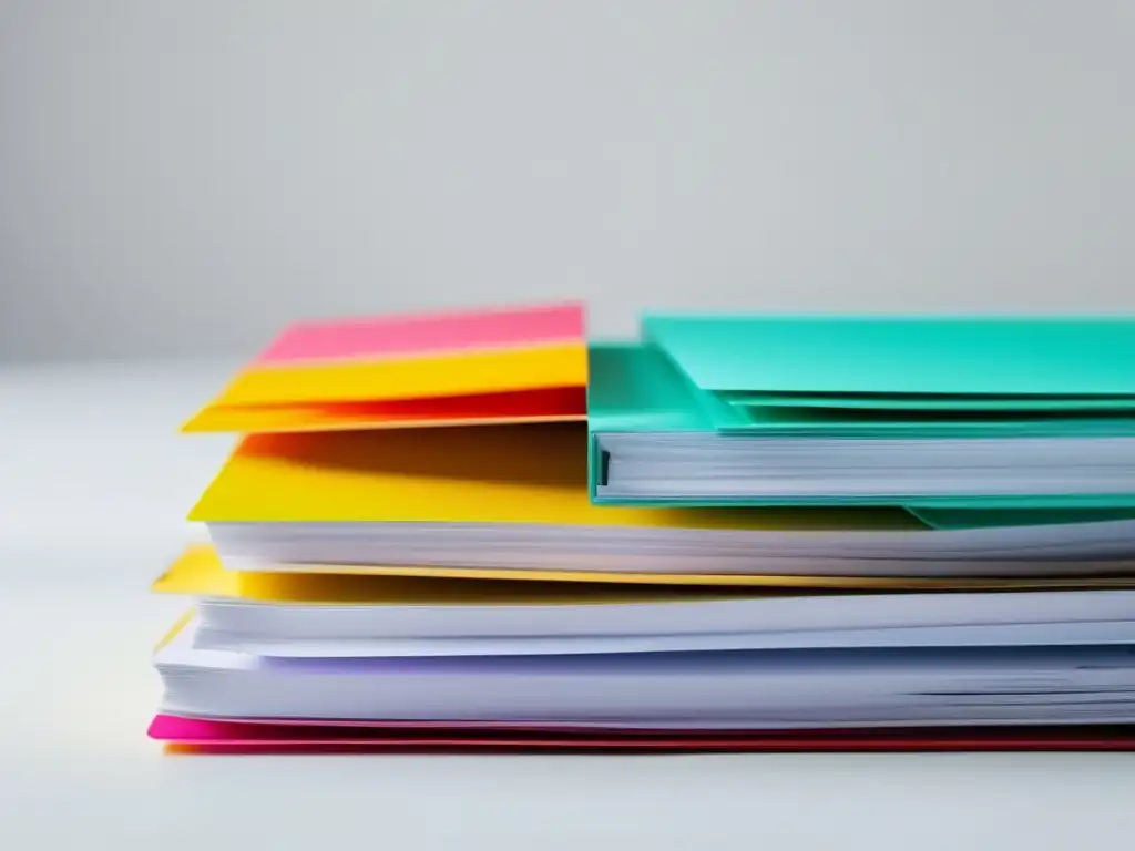 Pila de formularios de impuestos coloridos y organizados Mitos de impuestos para freelancers, formularios coloridos y organizados