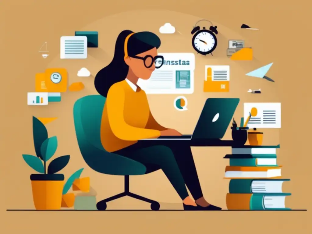 Estrategias de ahorro para jubilación Estrategias de ahorro para freelancers: imagen minimalista de un freelancer rodeado de elementos representativos de ahorro y jubilación