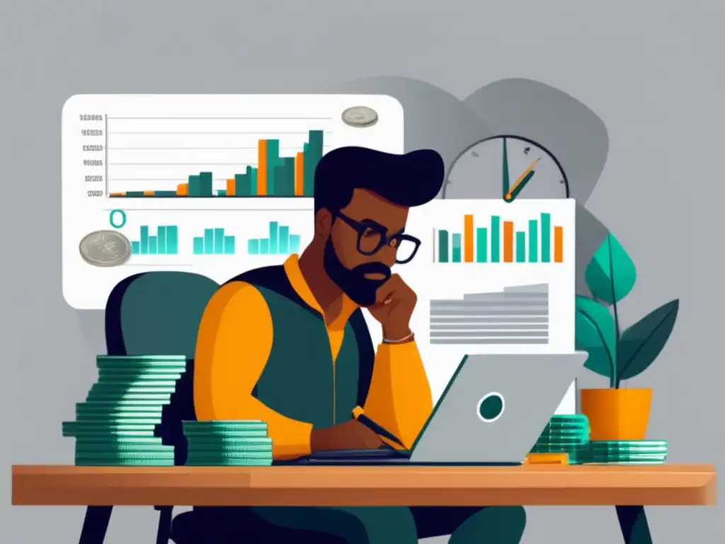 Freelancer analizando riesgos financieros Freelancer analizando riesgos financieros, en un entorno minimalista