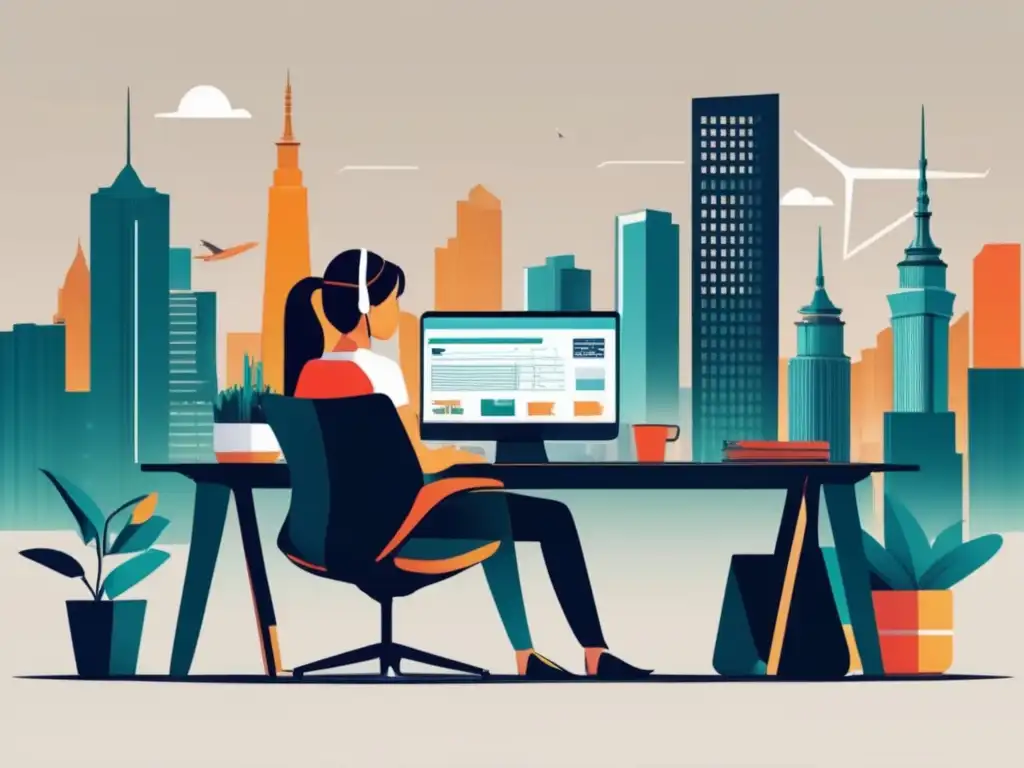 Freelancer asiático en oficina minimalista Freelancer en oficina minimalista con gestión financiera en mercado asiático