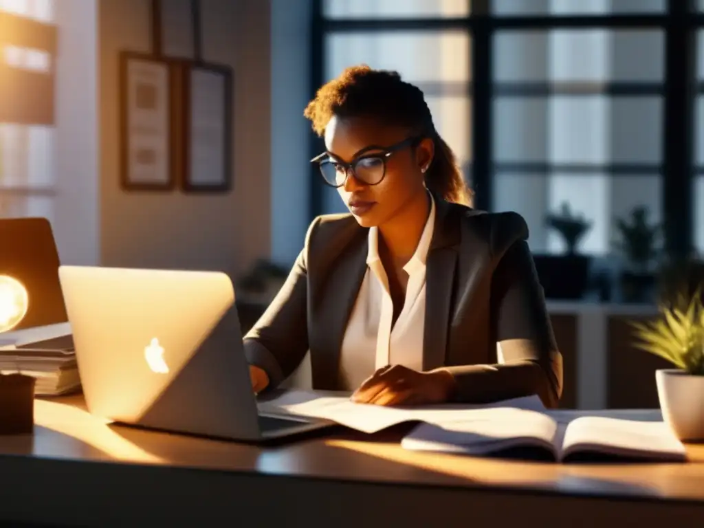 Diligente freelancer calculando deducciones Imagen de un freelancer en su oficina, calculando deducciones fiscales en un escritorio desordenado con recibos, facturas y formularios de impuestos