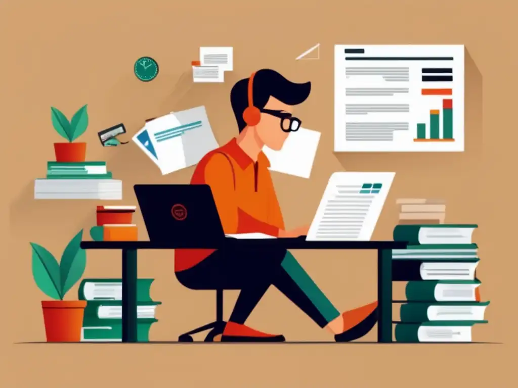 Freelancer concentrado en cálculos Freelancer calculando impuestos en su oficina minimalista