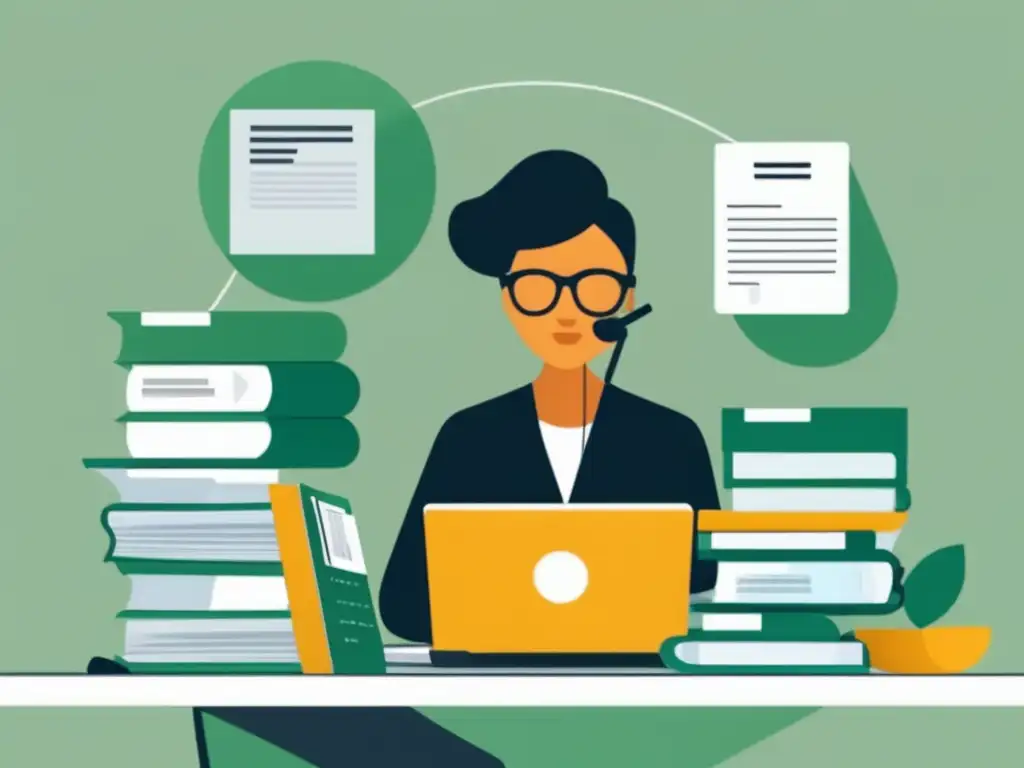 Freelancer organizado examinando facturas Freelancer con gestión eficiente de pagos de clientes