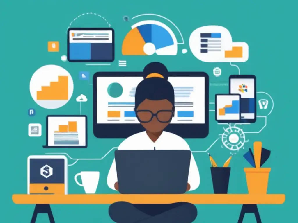 Freelancer creando logo y marca personal Freelancer creando logo personal, SEO y marketing de contenido en un escritorio minimalista - Genera ingresos vendiendo tutoriales en línea