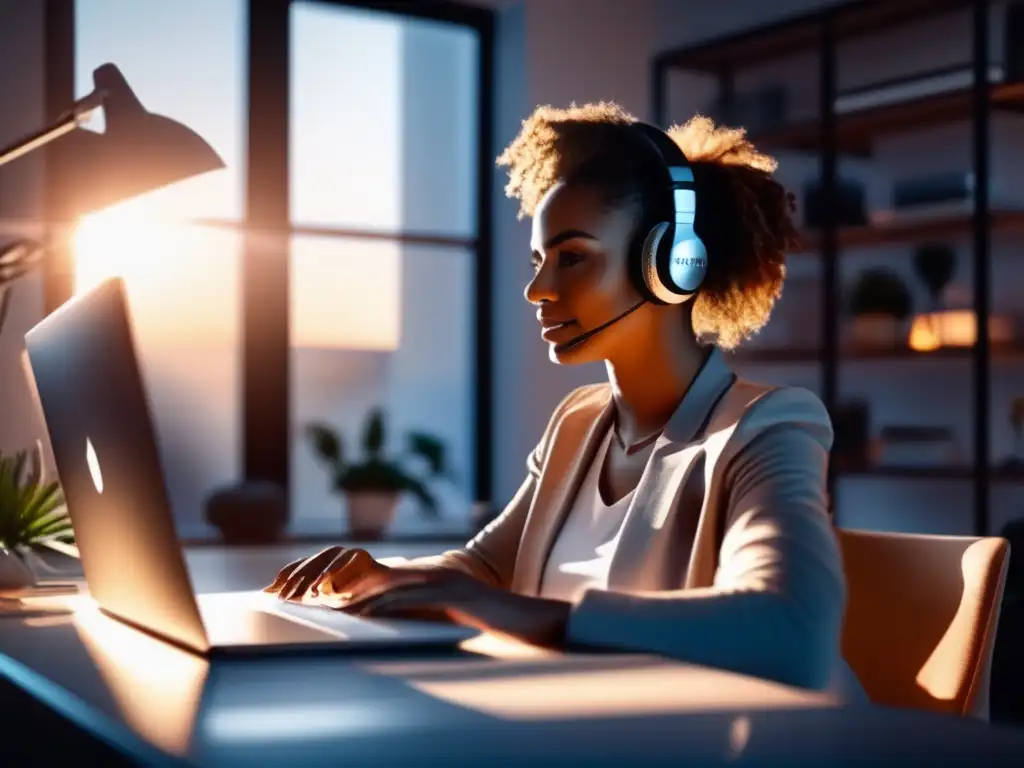 Freelancer productivo en su oficina moderna Freelancer profesional monetizando habilidades en oficina moderna