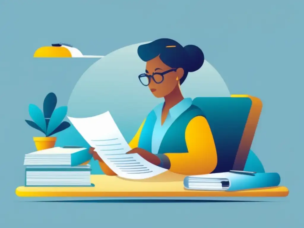 Freelancer trabajando en declaración de impuestos Ilustración minimalista de freelancer en declaración de impuestos, con documentos y laptop