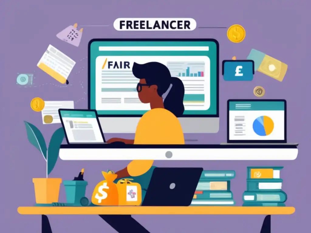 Freelancer: Diversificación, fondo de emergencia y precios justos Freelancer gestionando ingresos con fondo blanco (110 caracteres)