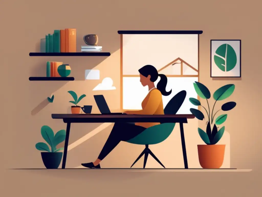 Freelancer organizado en casa con enfoque financiero Freelancer planificando finanzas en un entorno hogareño y acogedor