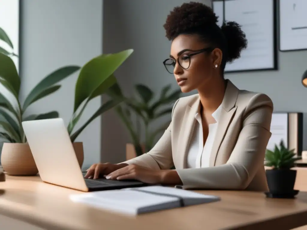 Espacio de trabajo minimalista y organizado Freelancer en oficina en casa con escritorio organizado y claves financieras para freelancers en tiempos de baja actividad económica
