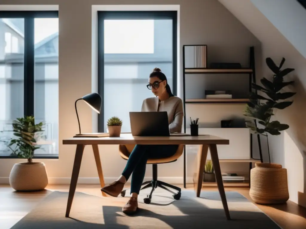 Freelancer en oficina moderna y minimalista Freelancer en oficina minimalista: finanzas de freelancers en tiempos de cambios económicos mundiales