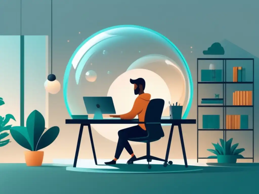Freelancer seguro en oficina moderna Freelancer en oficina segura con seguros de desempleo para freelancers