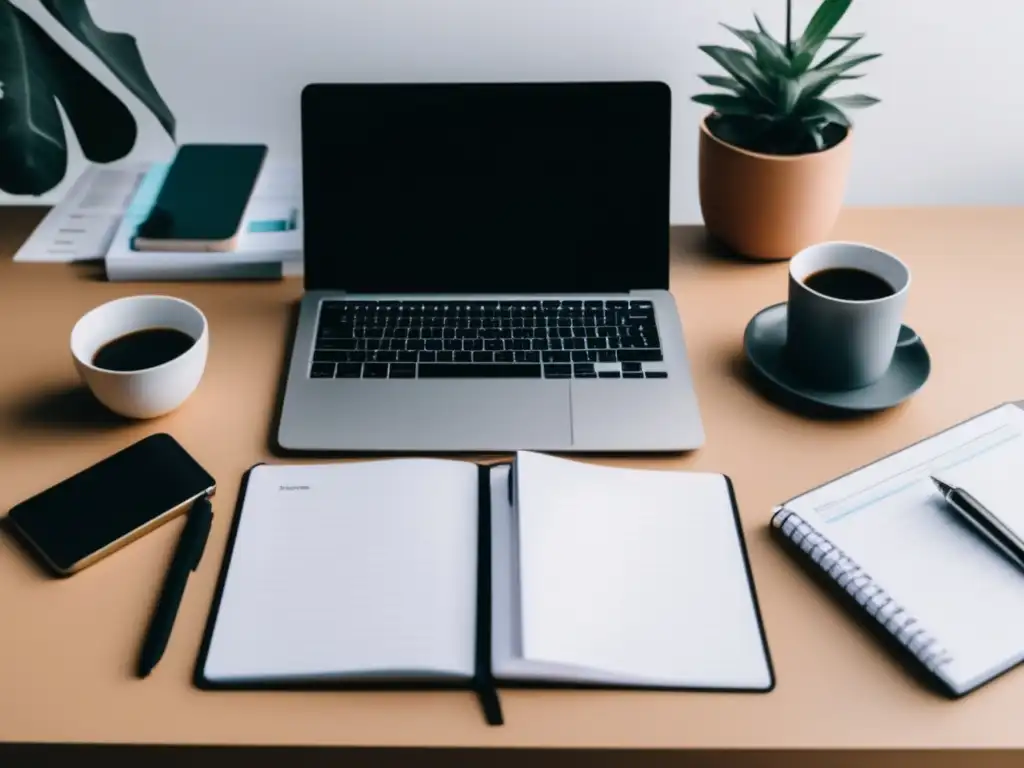 Freelancer enfocado en su escritorio moderno Estrategias financieras para freelancers en EEUU en un entorno minimalista