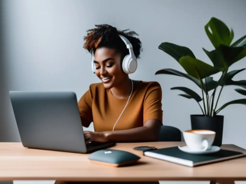 Freelancer en escritorio minimalista Opciones de inversión para freelancers principiantes: escritorio minimalista con freelancer trabajando en laptop
