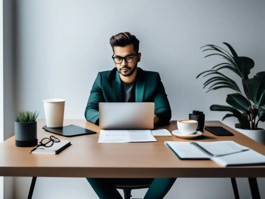 Freelancer revisando registros financieros Freelancer revisando registros financieros en un escritorio limpio y organizado - Errores comunes en declaración de impuestos para freelancers
