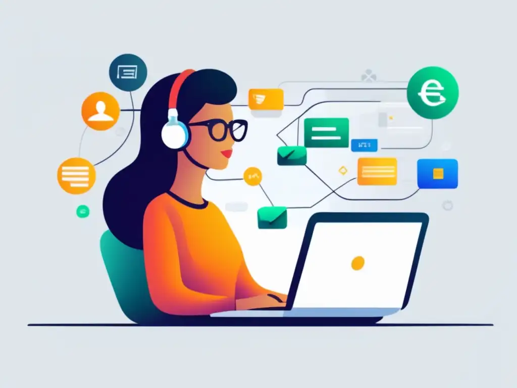 Freelancer organizado con múltiples métodos de pago Ilustración minimalista: freelancer en escritorio moderno con métodos de pago