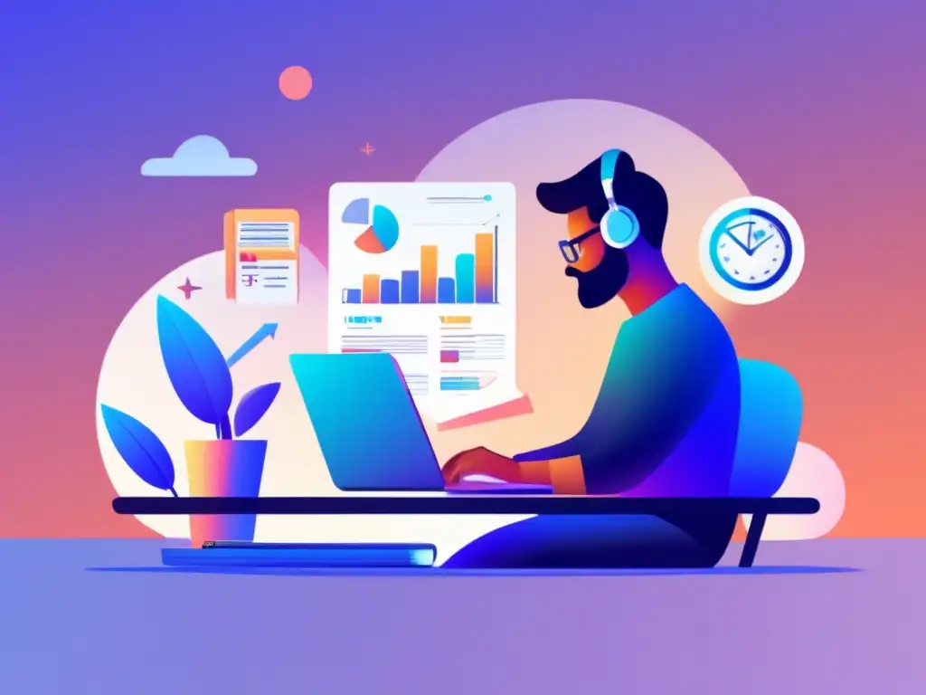 Freelancer analizando riesgos financieros Freelancer analizando riesgos financieros en un espacio de trabajo sereno y eficiente