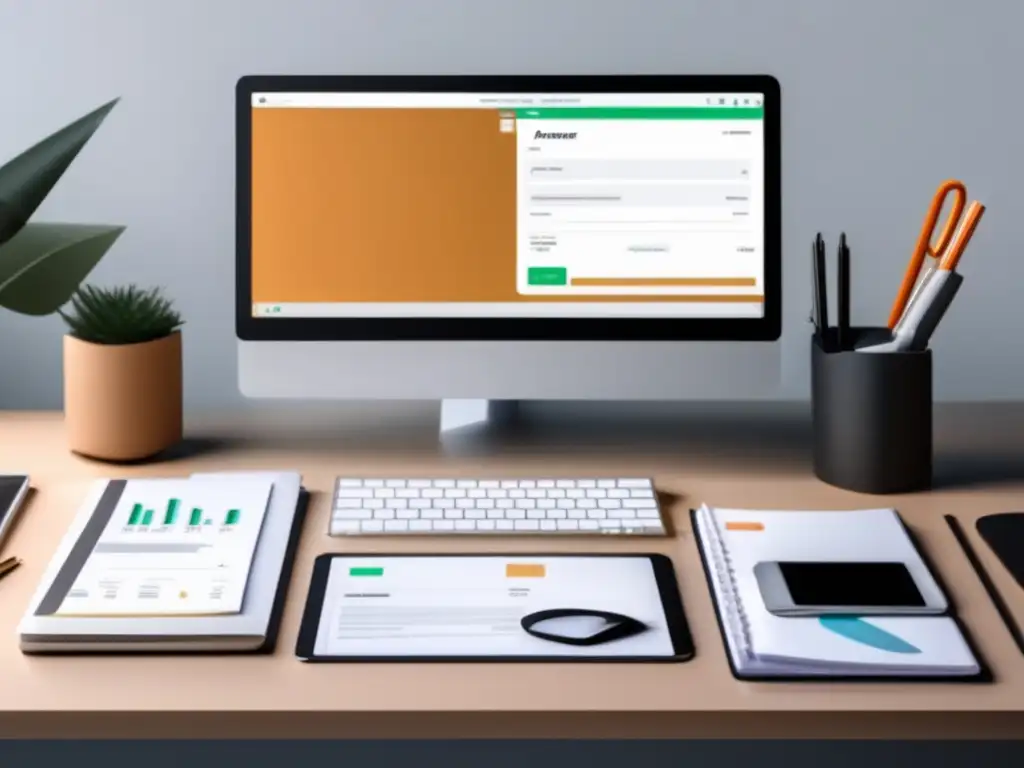 Eficiencia en facturación y pagos Freelancer en un escritorio organizado con software de facturación y cobro para freelancers en términos de planificación y gestión financiera