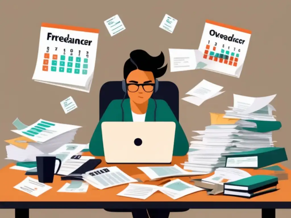 Freelancer estresado por facturas y plazos Freelancer estresado por mala planificación financiera