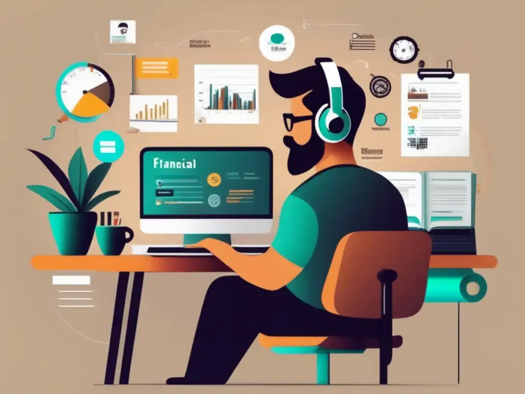 Freelancer aprendiendo finanzas en su escritorio Imagen: Freelancer aprendiendo finanzas - Cursos de finanzas para freelancers