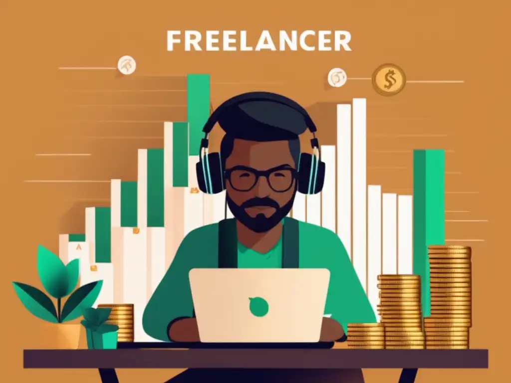 Freelancer gestionando finanzas Freelancer manejo de finanzas en baja demanda