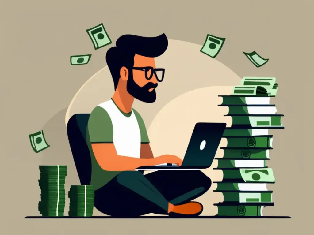 Freelancer decidido, rodeado de dinero y tecnología Estrategias para que freelancers con ingresos variables compren propiedad