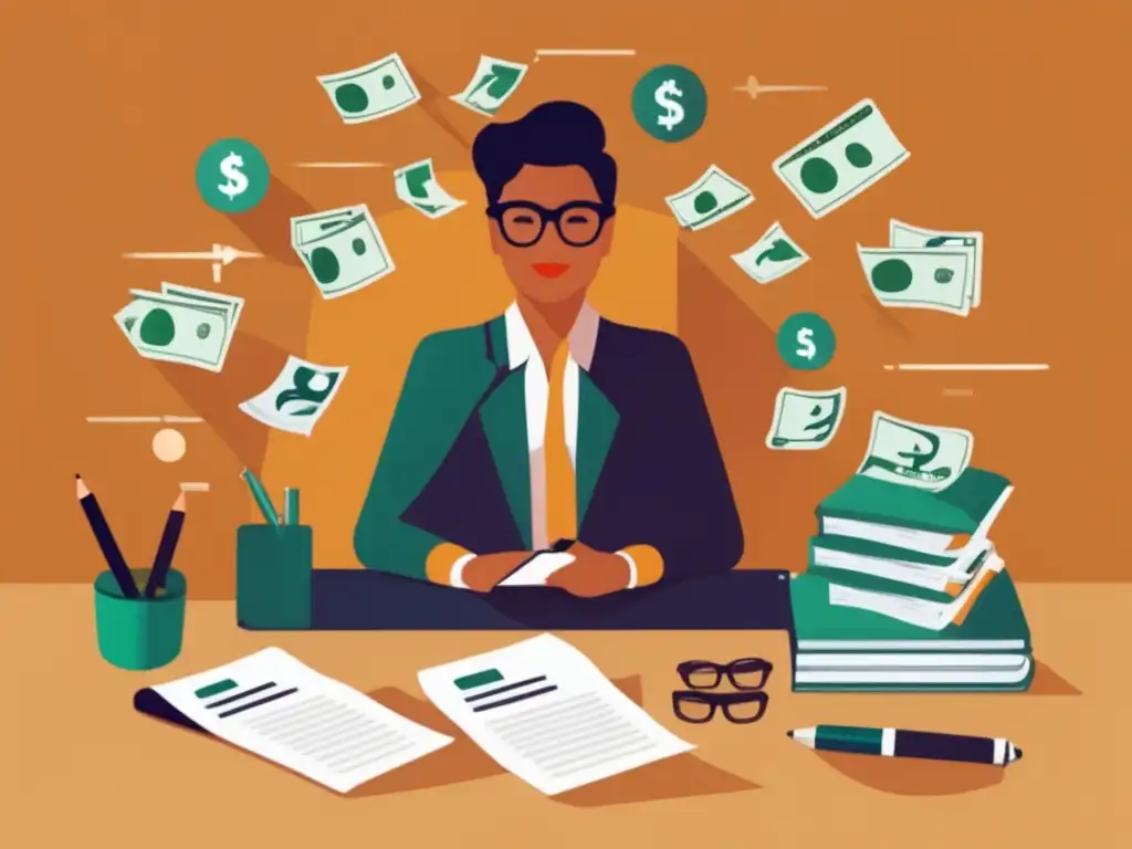 Freelancer gestionando finanzas Freelancer gestionando finanzas, ingresos y gastos con deducciones en declaración de impuestos para freelancers