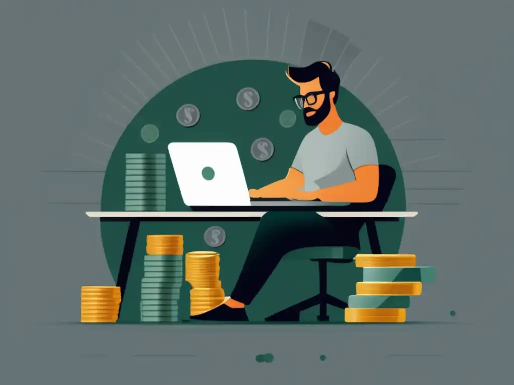 Freelancer alcanza metas financieras Freelancer con metas financieras en imagen minimalista