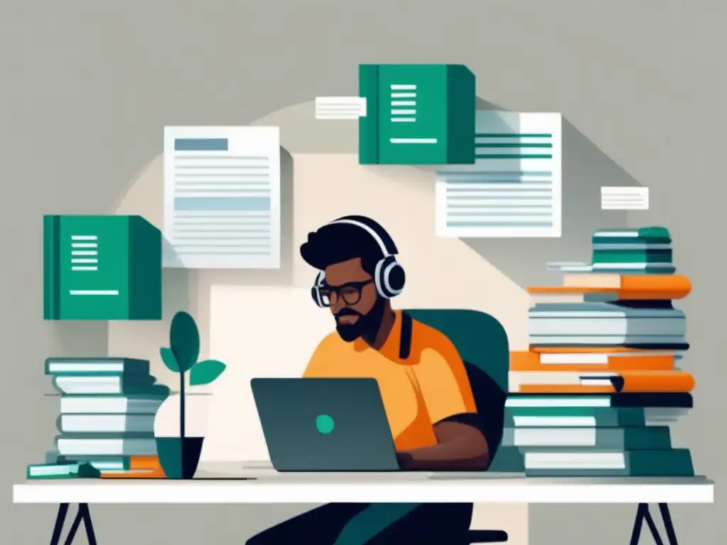 Freelancer productivo en oficina Imagen de freelancer trabajando con gestión financiera para freelancers