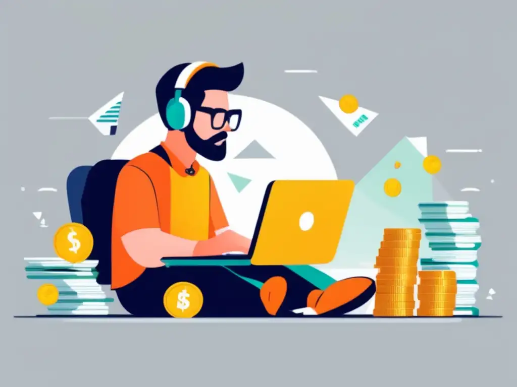Freelancer financiero: preparado y enfocado Freelancer trabajando con gestión financiera durante crisis