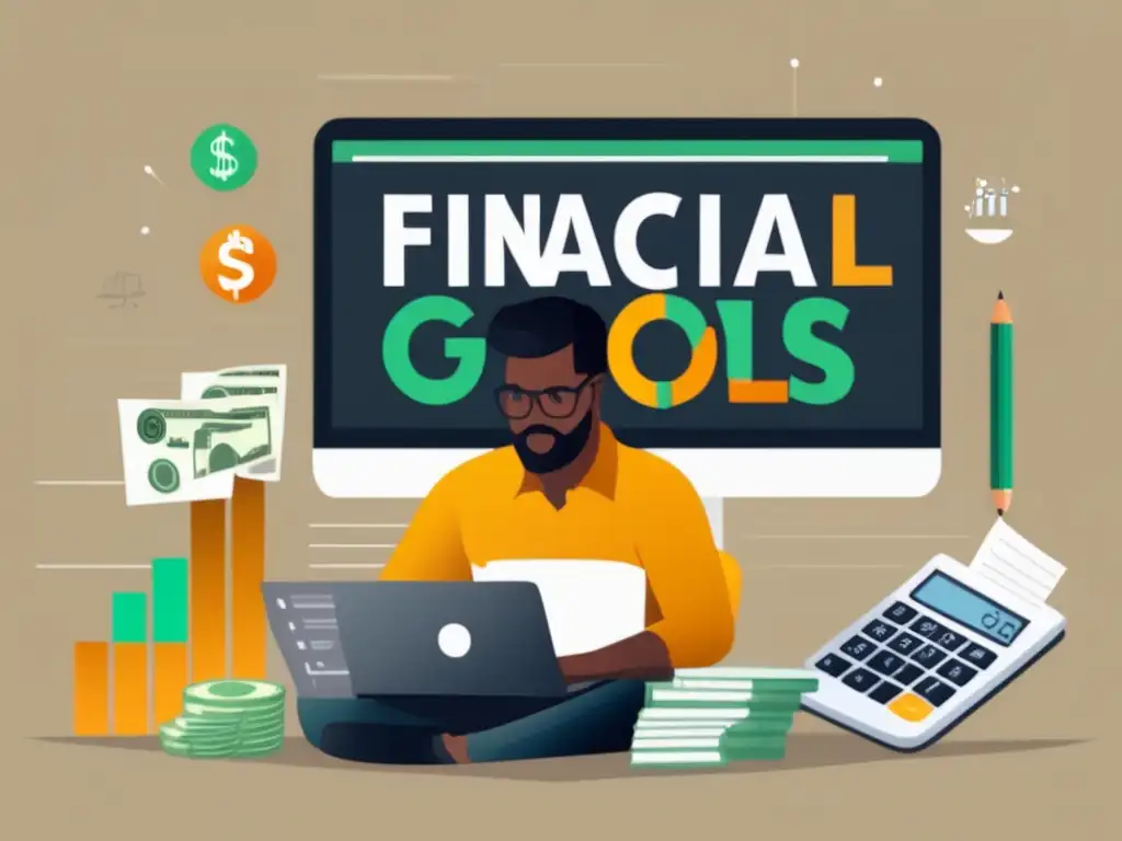 Freelancer enfocado en metas financieras Freelancer generando ingresos pasivos con planificación financiera