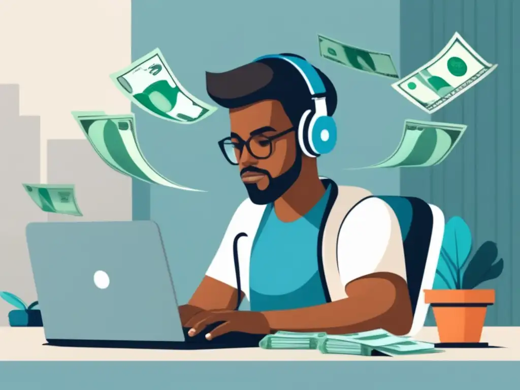Freelancer concentrado en gestión financiera Finanzas para freelancers en periodos de baja demanda