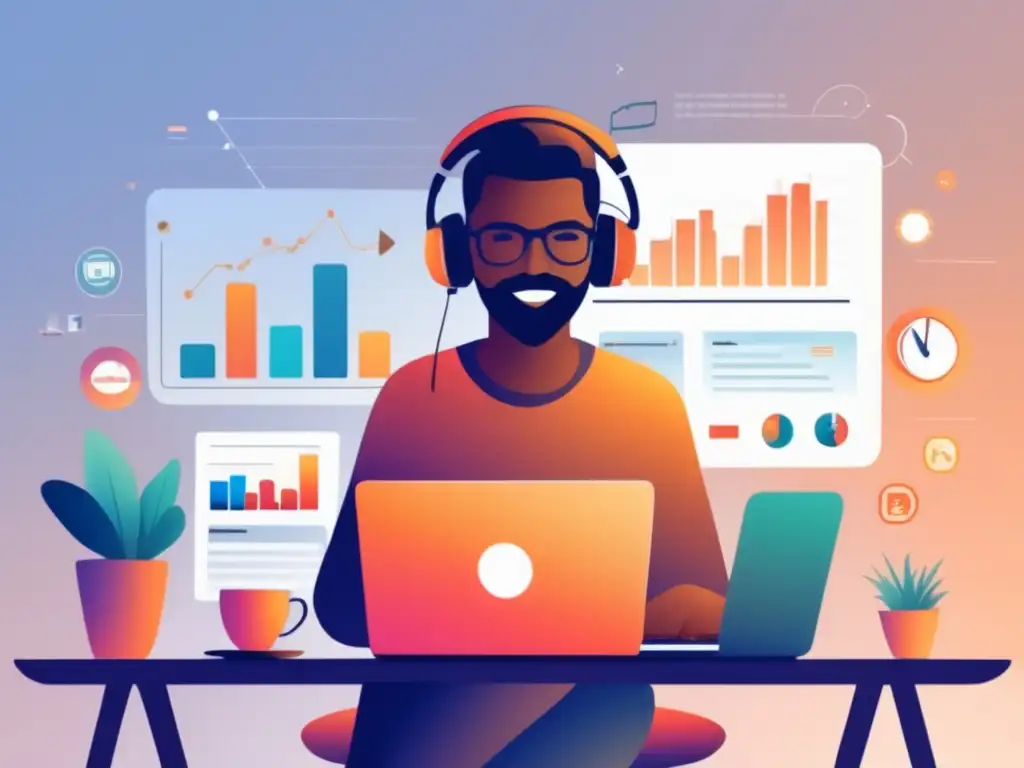 Freelancer en escritorio con herramientas de planificación financiera Freelancer en escritorio con herramientas de planificación financiera